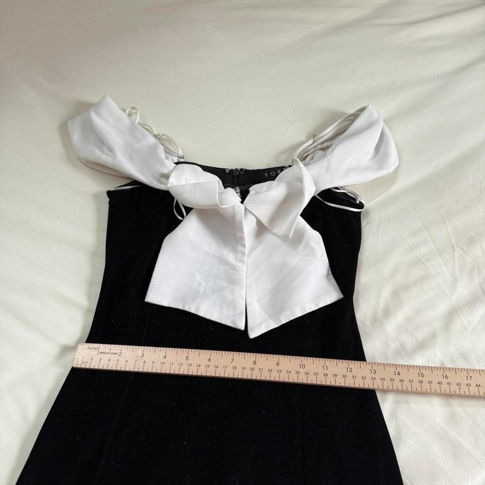 bow front‎ mini dress  black mini dress Fora size small - Picture 5 of 6